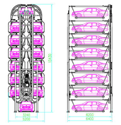 Mechaniczny pionowy system parkowania obrotowego 8 warstw System inteligentnego parkowania obrotowego